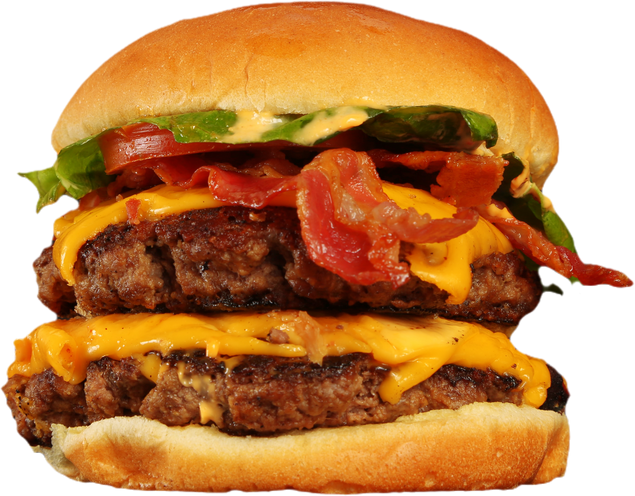 Hamburger with Patties, Tomato, Lettuce and Cheese