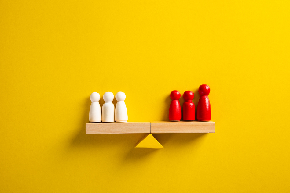 Uniqueness, balance, leadership and competition concept.